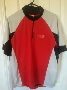 Gore Men's Cycling Jersey Large Short Sleeve Cycling Jersey Bike Wear Red Silver - Picture 1 of 6