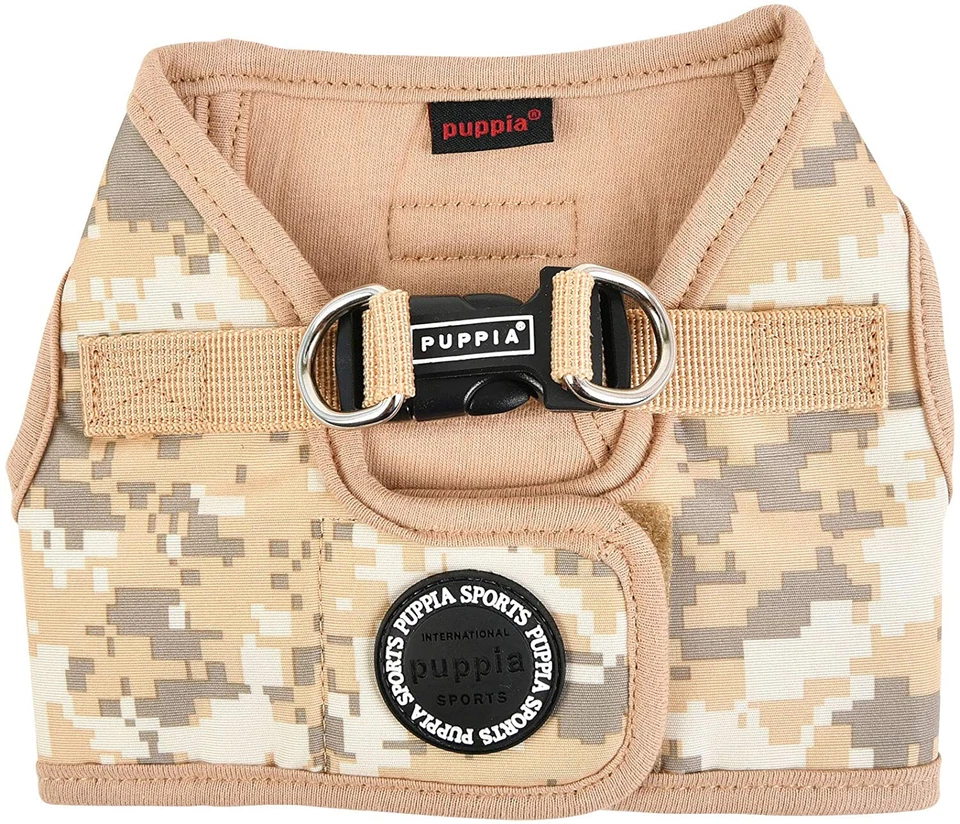 Chaleco Arnés Puppia Perro, Centinela, Sin Tirar, Caqui Camuflaje Beige, Pequeño 12-13" Pecho Foto 1 de 4