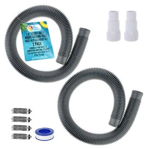 1.5" Hose Replacement Kit - 2 Silver 3' Hoses, 2 Connection Adapters, 4 Clamps - Picture 1 of 5