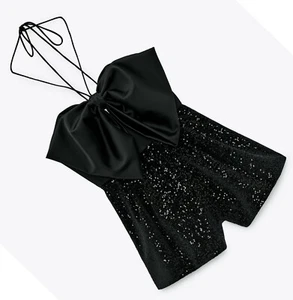 ZARA NEW WOMAN SEQUINNED PLAYSUIT WITH BOW BLACK XS-XL 9311/048 - Picture 1 of 6