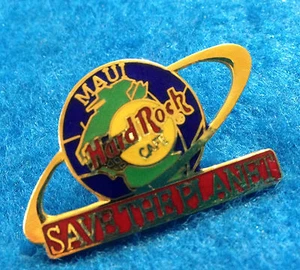 MAUI HAWAII SAVE THE PLANET EARTH GLOBE PLANET Hard Rock Cafe PIN TAC BACK - Picture 1 of 1