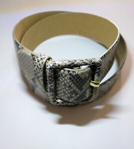 Womens Belt Talbots Black And White Snakeskin Printed On Belt And Buckle Size: L
