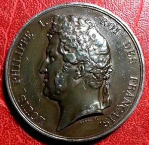 König von Frankreich Louis-Philippe 1830 zum König ausgerufen Medaille von BARRE - Bild 1 von 2