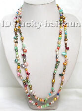 Genuine Long 58" baroque multi-color freshwater pearl necklace j4344