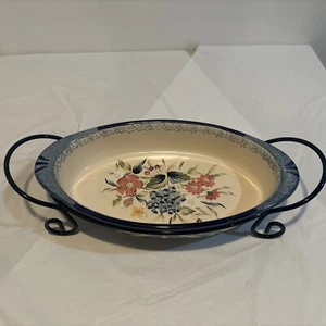Casserole Dish 16.5" Certified International Flora by Pamela Gladding Vintage - Picture 1 of 10
