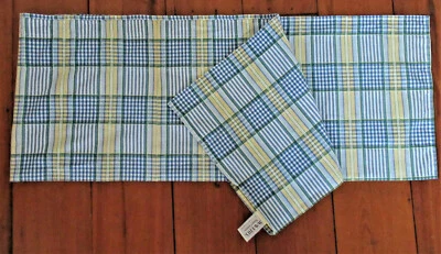 Cenefa globo a cuadros Waverly Home Fashions azul verde amarillo algodón 76"X15"   Foto 1 de 3