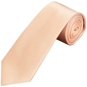 Plain Light Peach Satin Classic Men's Tie Regular Wedding Christening Formal Tie - Picture 1 of 3