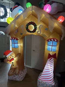 10ft Christmas Inflatable Gingerbread House Archway Cookie House Candycane Decor - Picture 1 of 10