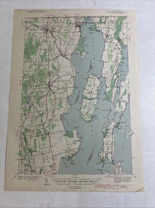 Vtg Rouses point New York 1943 Department of interior Lake Champlain Topo Map - Picture 1 of 12