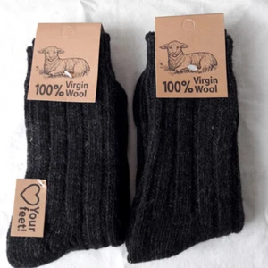 2 Paar Damen Wollsocken Grobstrick reine Virgin Wolle warm weich Anthra 35 - 42 - Bild 1 von 2