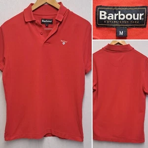 BARBOUR MEN'S COTTON RED POLO SHIRT SIZE MEDIUM M SHORT SLEEVE PULLOVER - Picture 1 of 7