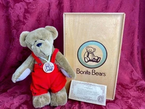 Mono rojo de colección Bonita Bears 1988 oso de peluche mono caja de madera certificado - Imagen 1 de 14