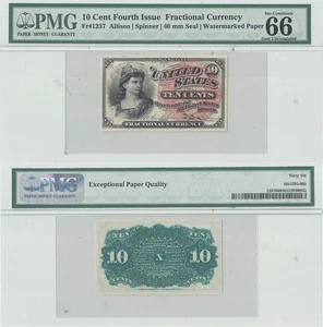 10 Cent 4th Issue Fractional Currency Fr-1257 PMG Gem CU-66 EPQ - Picture 1 of 3