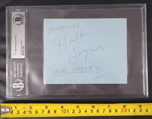BGS BAS Hulk Hogan Auto Hulk Hogan Autografo Doppio Taglio (NHL) Dan Geoffrion Firmato - Foto 1 di 10