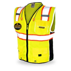 KwikSafety CLASSIC Hi Vis Reflective ANSI PPE Surveyor Class 2 Safety Vest - Picture 1 of 25