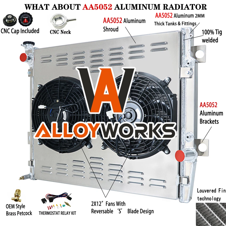 3 Row Radiator Shroud Fan For 2003-2009 Toyota 4Runner Lexus GX470 V8 4.7L Foto 1 de 4