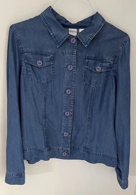 Emma James Blue Jean Denim Look Long Sleeve Lightweight Chambray Jacket size 16 - Image 1 of 4