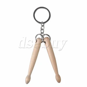 Metal and Wood  Mini Drum Stick Keychain Percussion Key Ring - Picture 1 of 3