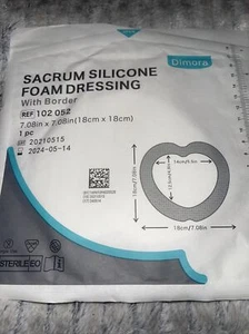 4 Sacrum Silicone Foam Dressing with Border Adhesive, Dimora Waterproof 7"x7" - Picture 1 of 3