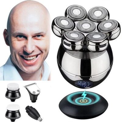 7D Head Shaver for Men 5 in 1 Waterproof with LCD Display Bald Head Shavers Gift - image 1 of 4