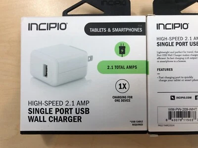 INCIPIO High-Speed 2.1 AMP Single Port USB Home Charger - Image 1 of 2