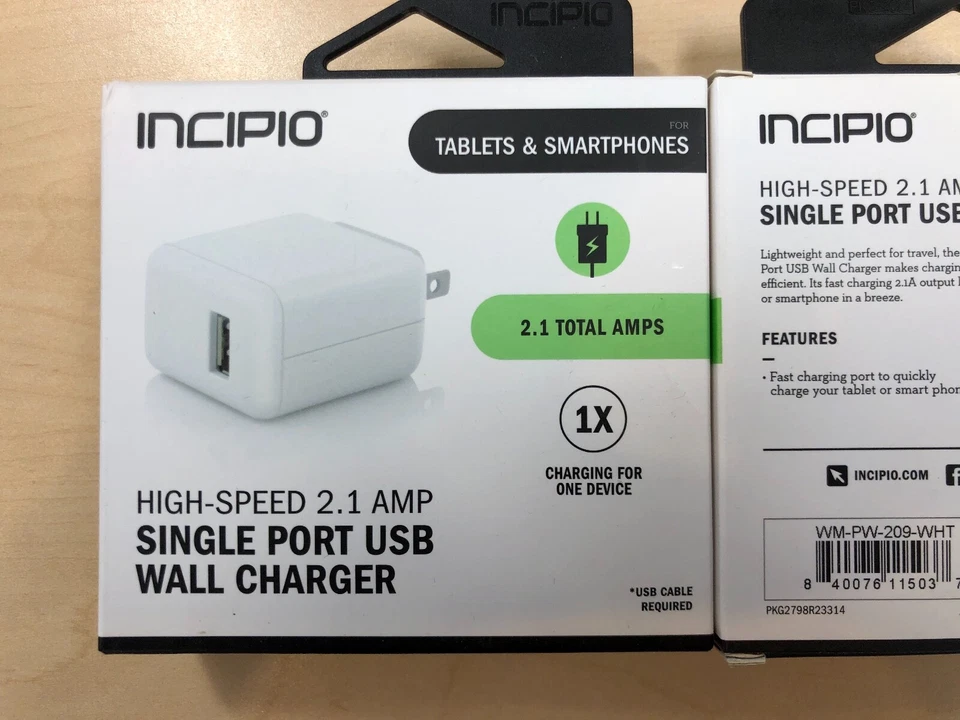 INCIPIO High-Speed 2.1 AMP Single Port USB Home Charger - Image 1 of 2