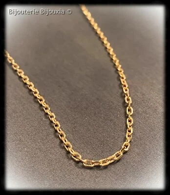 Chaîne Maille forçat 60 cm x 2 mm Plaqué Or 18 carats Bijoux NEUF - Photo 1/4