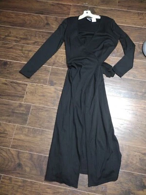 Vestido envolvente suéter negro Lennie For Nina Leonard para mujer talla M Foto 1 de 3