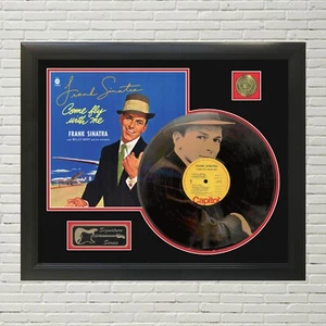 Frank Sinatra Laser Etched Black Vinyl Record Reproduction Signed LP Display  - Imagen 1 de 4