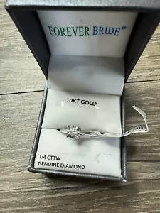 10K White Gold 1/4 Ctw . Diamond Engagement Wedding Ring Size 7 Nwt - Picture 1 of 6