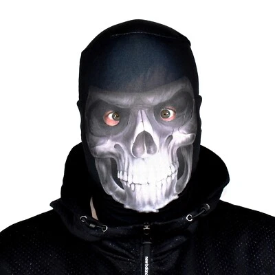 Scary Halloween Full Face Mask White Grim Reaper Design Fabric Fancy Dress FS091 - Image 1 of 4
