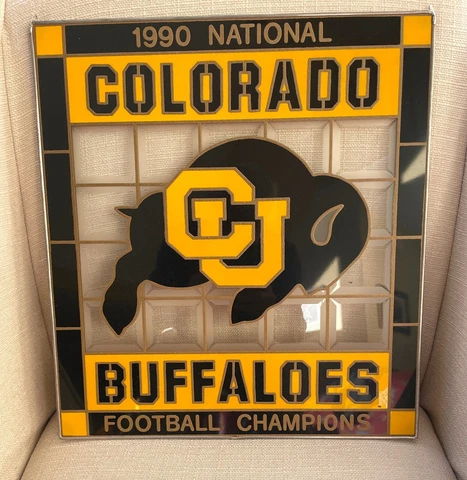 University of Colorado National Championship 1990 RARE Glass Football Buffaloes Cover