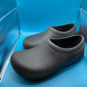 Women’s Crocs On-The-Clock Work Clogs Black Cushion Lined Comfort Slip On, Sz. 9 - Picture 1 of 10
