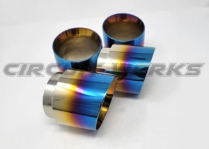 Stainless Steel Burnt Tip 2015+ BMW F80 M3/F82 M4 Slip On Angle Cut Exhaust Tip - Picture 1 of 7