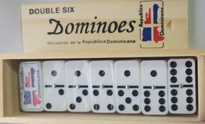 Double Six Republica Dominicana Dominoes Game in Set of 28 Wooden 2"X3/4"X1/4" - Picture 1 of 7