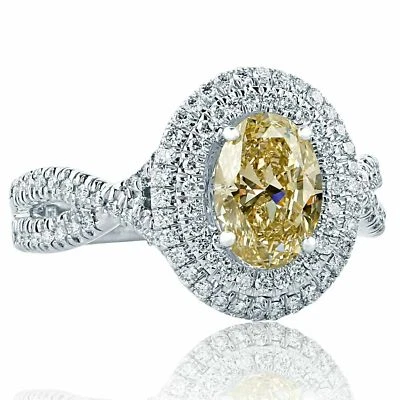 GIA Certified 1.72 TCW Very Light Brown Oval Diamond Engagement Ring 18k Gold - Image 1 of 4