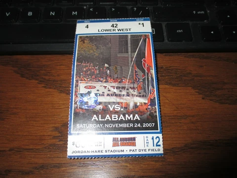 2007 Auburn Tigers v Alabama Crimson Tide football ticket - Jordan-Hare Stadium Cover