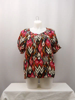 Top Campesino Elementz Damas Manga Corta Geométrico Talla Grande 2X Foto 1 de 4