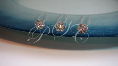 Horquillas para el cabello de novia cristal AB flor accesorio de boda fiesta blancas florales Foto 1 de 2