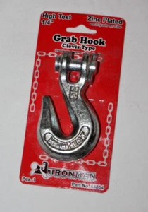 1/4 in. 2600 lbs. Clevis Grab Hook Load limit: 2600 lbs. HIGH TEST ZINC PLATED - Bild 1 von 3