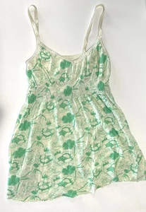 Very VTG HOLLISTER Girls Size Medium Green Flowered Cinched Flowy Tank Top - Picture 1 of 5