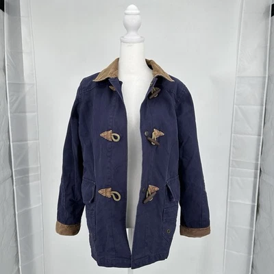Denim & Co Women’s Barn Chore Coat S Navy Canvas Corduroy Collar Workwear Rustic - Image 1 of 4