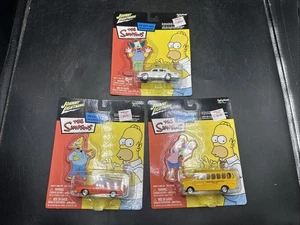 Lot Of 3 Johnny Lightning The Simpsons Homer Bus Chief Wiggum Springfield - Picture 1 of 5