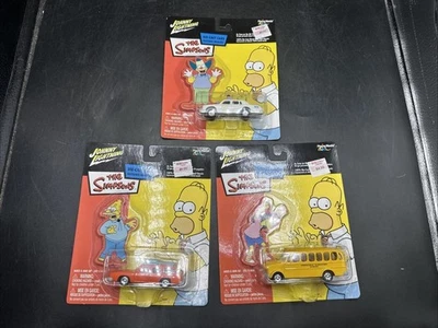 Lot Of 3 Johnny Lightning The Simpsons Homer Bus Chief Wiggum Springfield - Image 1 of 4