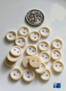 50pcs 11mm White & Beige Resin Round 2 Hole Buttons - Picture 1 of 3