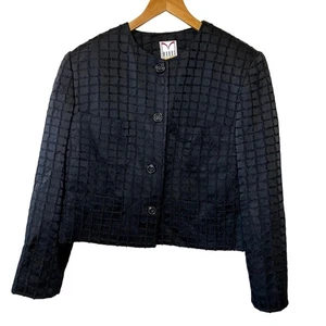 Vintage 80er/90er MONDI City Struktur Schwarz Knopfleiste Cropped Jacke Gr. 38 Old Money - Bild 1 von 10