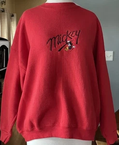 Vintage 90s Disney Mickey and Co. Red Embroidered Sweatshirt Size 2X Made USA - Bild 1 von 6