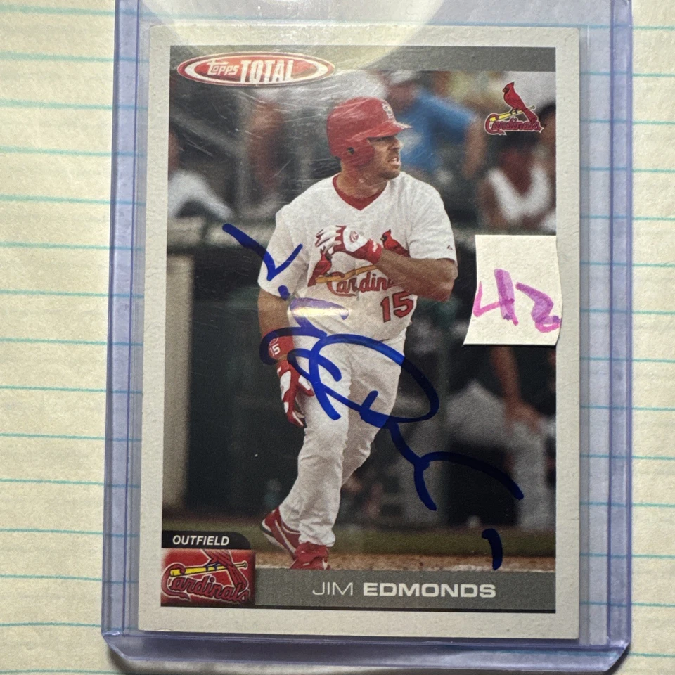 Jim Edmonds 2004 Topps total autografiado firmado #340 automático Cardenales de San Luis  Foto 1 de 4