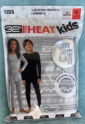 Conjunto de leggings y capa base manga larga cuello redondo 32 grados...calor... para niños, gris M Foto 1 de 4