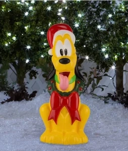 2FT Disney's Pluto in Santa Hat Lighted Christmas Blow Mold Yard Decor - Picture 1 of 4